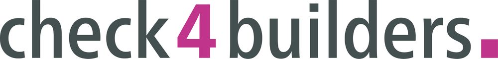 [Das Logo von check4builders mit modernem Schriftzug und einem pinken Punkt.]