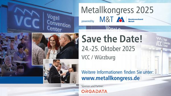 Einladung zum Metallkongress 2025 im Vogel Convention Center in Würzburg mit Datum und Website-Informationen.