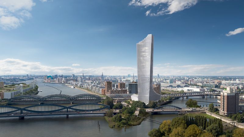 Blick auf den Elbtower mit Hamburg dahinter