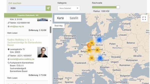 Screenshot der bfb Experten-Datenbank