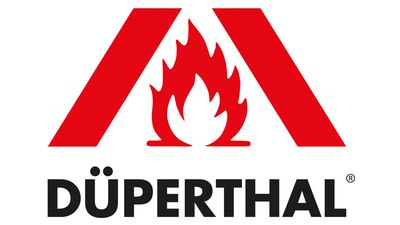 Das Bild zeigt das Logo von DÜPERTHAL mit einem stilisierten roten Flammensymbol.