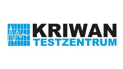 Logo des KRIWAN Testzentrums mit blauen und schwarzen Schriftzügen.