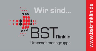 Logo der BST Rinklin Unternehmensgruppe mit dem Slogan "Wir sind...".
