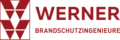 Das Bild zeigt das rote und weiße Logo der Firma WERNER, spezialisiert auf Brandschutzingenieurwesen.