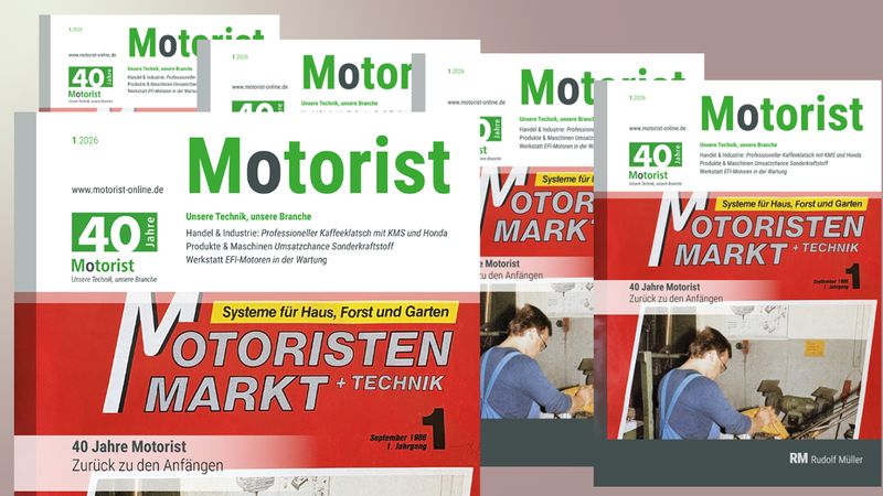 Eine Collage von verschiedenen Ausgaben des Motorist Magazins, die das 40-jährige Jubiläum feiern.