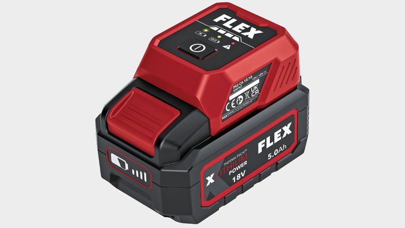 Nahaufnahme eines FLEX Lithium-Ionen Akkupacks