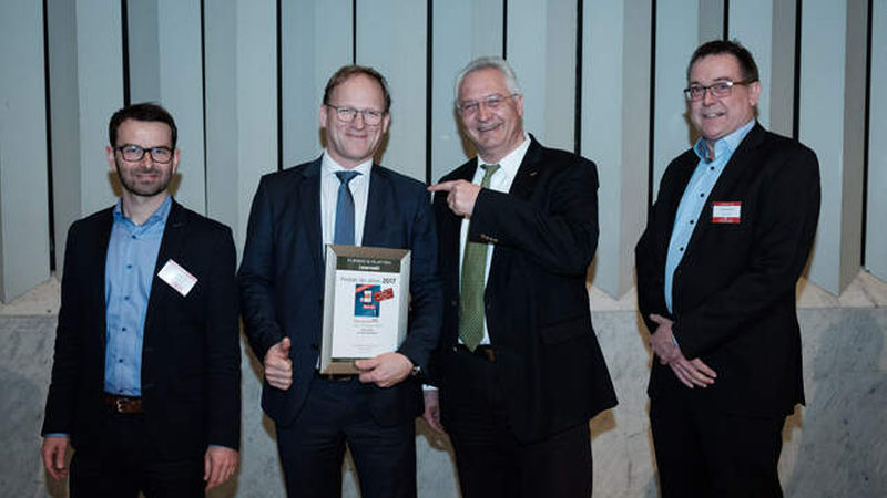 Ein zweiter Platz für die Sopro Bauchemie um Robert Wagner, Mario Sommer, Andreas Wilbrand und Lutz Reitemeier (von links) und die 8. Auflage der „Planer App“