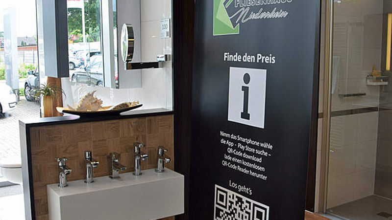 Per QR-Code kann sich der Kunde über die Fliese direkt informieren.