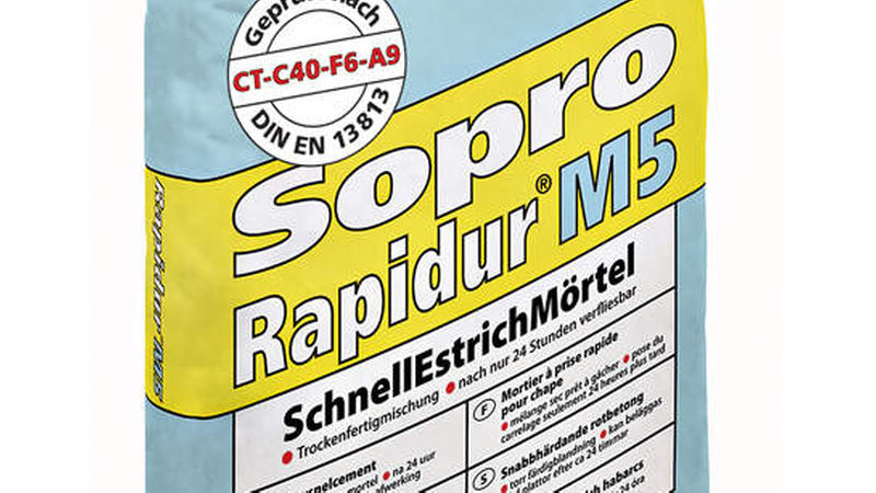 Kategorie „Untergründe/Abdichtungen“<br>                                    Platz 2: Sopro mit „Sopro Rapidur M5 SchnellEstrichMörtel“<br>                                