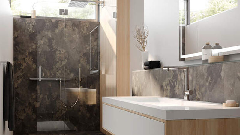 Die Wandelemente „Select“ können individuell kombiniert und im Duschbereich und restlichen Bad als Designelement eingesetzt werden. (Foto: Poresta Systems GmbH) 