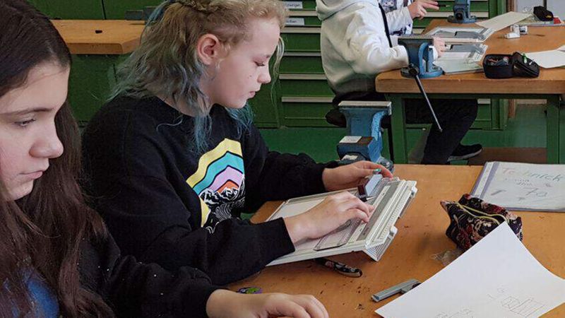 Die Klempnerwerkstatt für den Schulhof, technisches Zeichnen