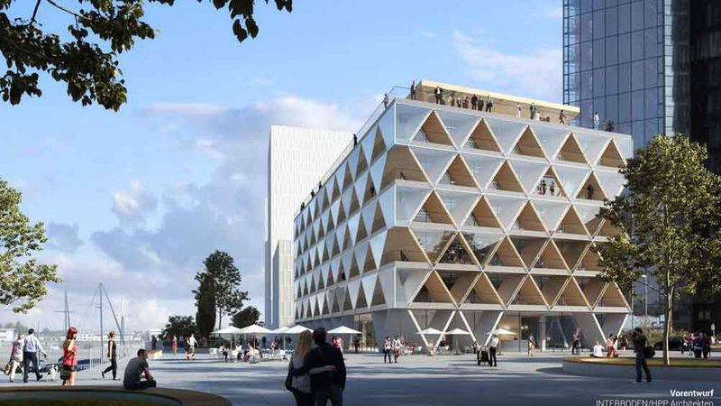 Vorentwurf für das neue Interboden-Projekt in Holzhybridbauweise (Foto: Interboden/HPP Architekten)