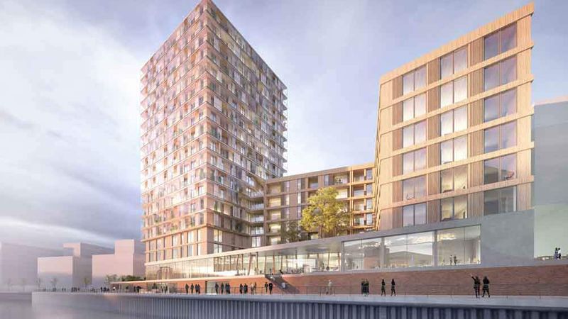 Entwurf für die Wildspitze in Hamburg - Deutschlands höchstes Holzhochhaus (Foto: Störmer Murphy and Partners)