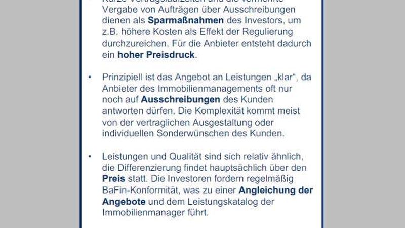Im Immobilienmanagement unterscheiden sich die etablierten Unternehmen fast nur noch über den Preis (Quelle: ebs REMI/Innovationsbarometer 2017)