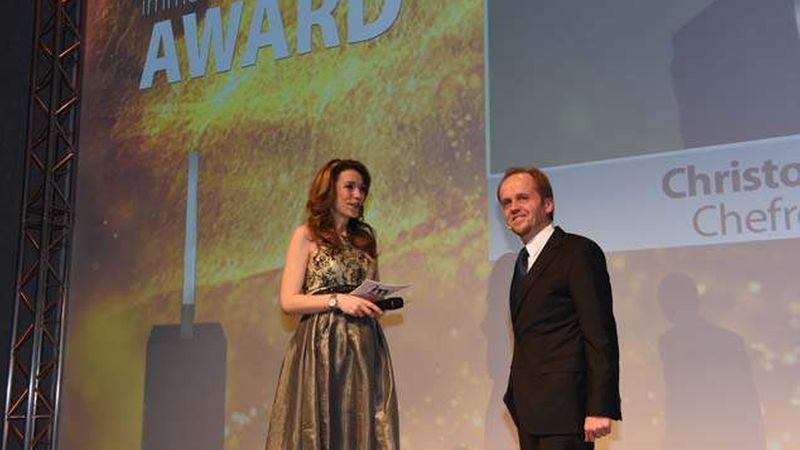 Annett Möller und Christof Hardebusch, Chefredakteur des immobilienmanager und Vorsitzender der Jury des immobilienmanagerAwards (Foto: Steffen Hauser)