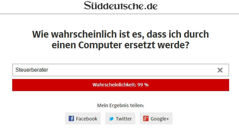 Für Steuerberater sieht es besonders schlecht aus. Sie werden zu 99 Prozent von Computern ersetzt (Foto: immobilienmanager/sueddeutsche.de)