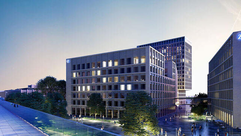Domblick aus dem Fenster und Deutzer Bahnhof vor der Tür: die Messecity Köln (Bild: Strabag Real Estate/ECE)