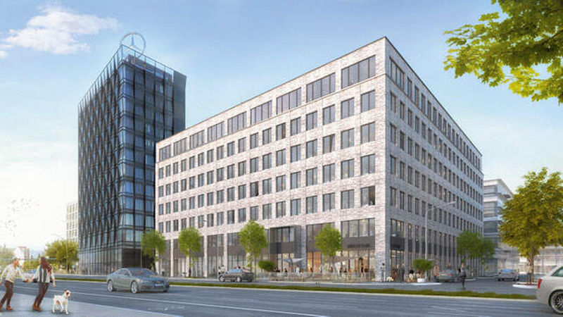 Schon vor der Grundsteinlegung sicherte sich La Française Forum (LFF) Real Estate Partners das von OVG und LBBW Immobilien entwickelte Bürogebäude M_Eins in Berlin-Friedrichshain. Das siebenstöckige Objekt mit 13.000 Quadratmetern Bürofläche wird nach seiner für Anfang 2017 angekündigten Fertigstellung komplett vom Online-Händler Zalando genutzt werden. LFF Real Estate Partners ist eine 2014 gegründete Investmentgesellschaft, die das Kapital ihrer internationalen Investoren sowohl direkt als auch indirekt anlegt. Ihre Assets under Management beziffert die Gesellschaft auf rund 18 Milliarden Euro (Bild: LBBW Immobilien)