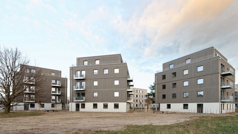 In Berlin-Adlershof sind drei Wohnhäuser in nachhaltiger Holz-Hybridbauweise fertiggestellt worden.. Foto: Brünninghoff