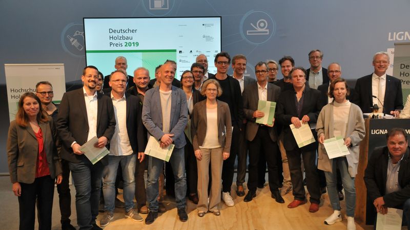 Preisverleihung Deutscher Holzbaupreis 2019 - Alle Preisträger des Deutschen Holzbaupreises 2019. Foto:Holzbau Deutschland/M.Hölzel