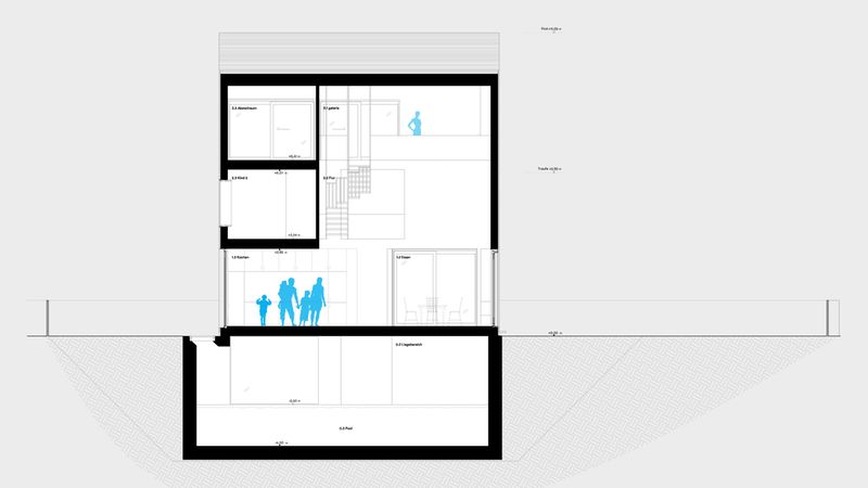 Schnitt A-A Pergolahaus rundzwei Architekten BDA Berlin