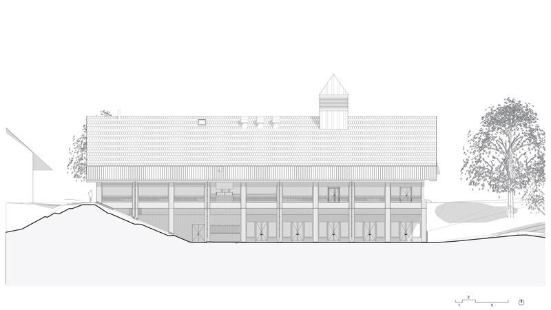Clubhaus Golf Saint Apolliniare: Nordfassade. Foto: DeAarchitectes