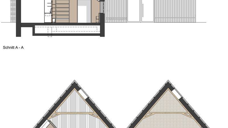 Schnitte M 1:500 (gezeichnet im Maßstab 1:100). Foto: Schlicht Lamprecht Architekten