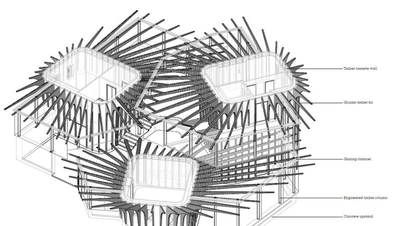 Konstruktionsschema 1 Holzfinnen. Foto: Heatherwick Studio