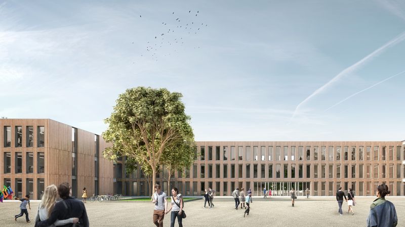 Entwürfe für das neue Schulgebäude. Foto: Erne AG Holzbau | Raumwerk & Spreen Architekten Arbeitsgemeinschaft