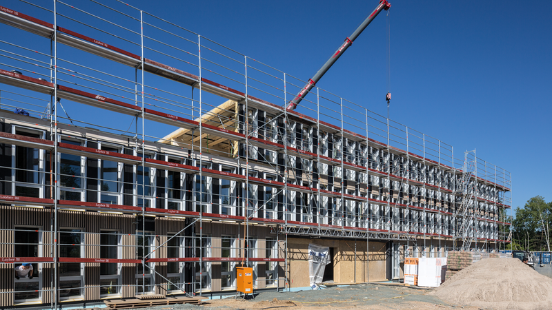 Das Schulgebäude des Campus entsteht. Foto: Erne AG Holzbau | Raumwerk & Spreen Architekten Arbeitsgemeinschaft | Thomas Koculak
