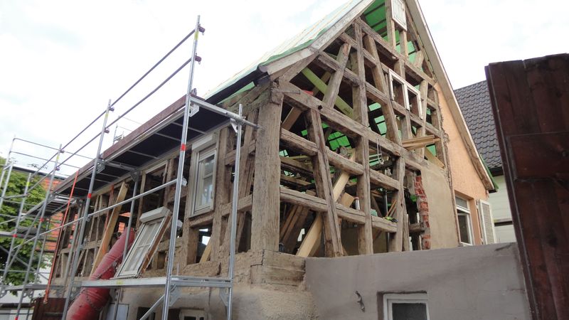 Sanierung Winzerhaus Neckartal Bauphase. Foto: Jens Scheyhing