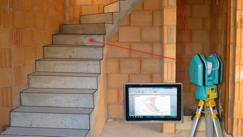 Auch verzogene, runde und frei geformte Treppen lassen sich präzise und wirtschaftlich erfassen.(Bild: SL Laser)