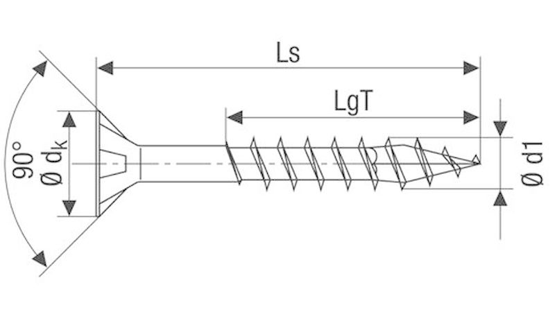 Der Senkkopf 90° fräst sich mit seinen kleinen Rippen unterhalb des Kopfes seine eigene Vertiefung im Holz. Ein Ansenken ist nicht nötig. (Bild: Spax International)