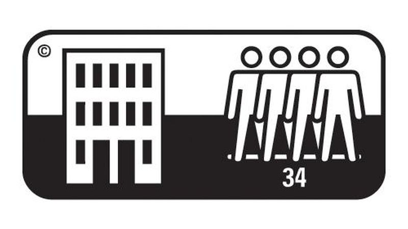 Logo für die höchste Nutzungsklasse 34 im gewerblichen Bereich, zu erkennen an der stilisierten Werkhalle. (Bild: EPLF)