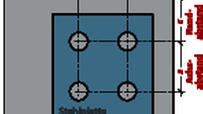 Die minimalen Achsabstände smin und die Randabstände cmin müssen laut den Angaben der herstellenden Firma eingehalten werden. (Quelle: Fischer)