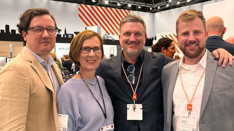 Das Team von immobilienmanager auf der Expo Real 2023 (v.l.n.r.): André Eberhard, Roswitha Loibl, Andreas Reiner und Thorsten Schnug.