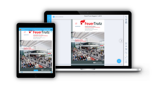 FeuerTrutz Magazin digital auf einem Laptop und einem Tablet